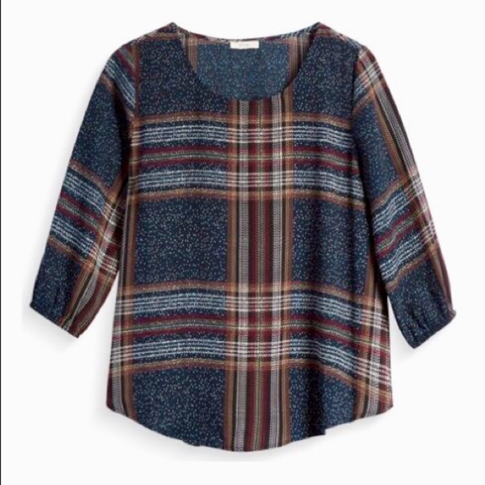 Kaileigh: Le Lis Aldama Plaid Scoop Neck Blouse